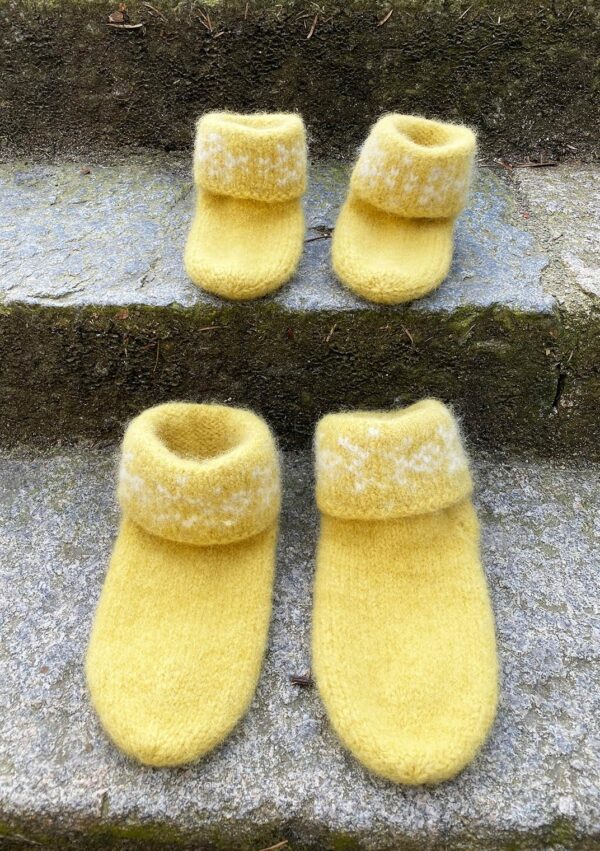 FREE PATTERN: Sandnes Garn Felted Snow Crystal Socks for Women + Kids - Image 2