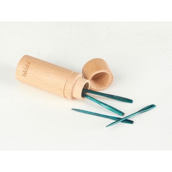 Knitter's Pride Mindful Collection Teal Wooden Darning Needle with Beachwood Case