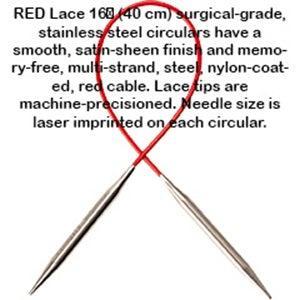 ChiaoGoo Fixed Red Lace Steel 16" Circular
