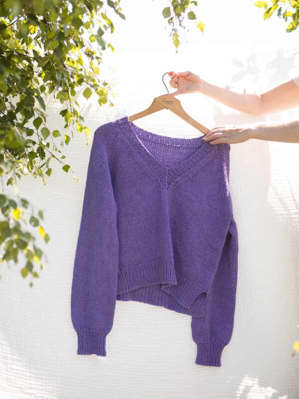Sandnes Garn Viola V-Neck Sweater Bottom Up [Kit includes FREE Pattern] - Image 3