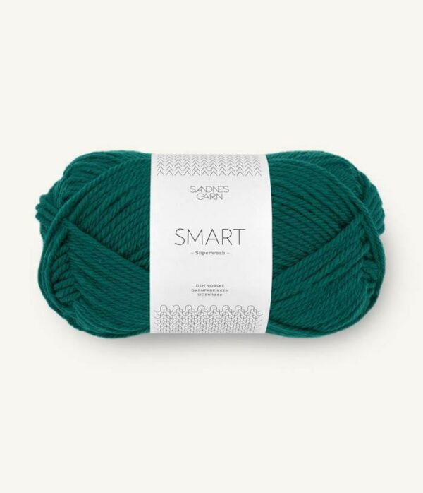 A skein of green yarn on a white background